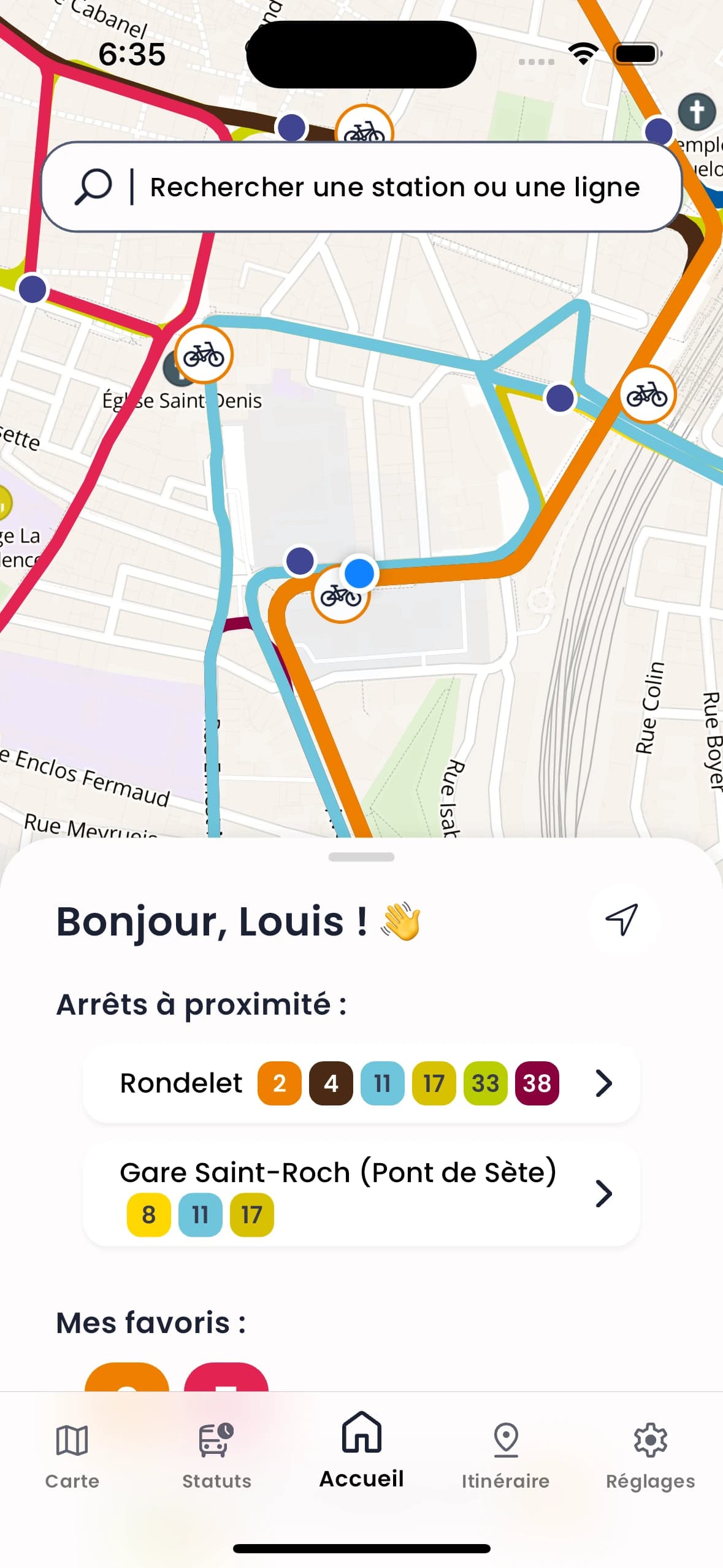 Image de l'accueil de l'app