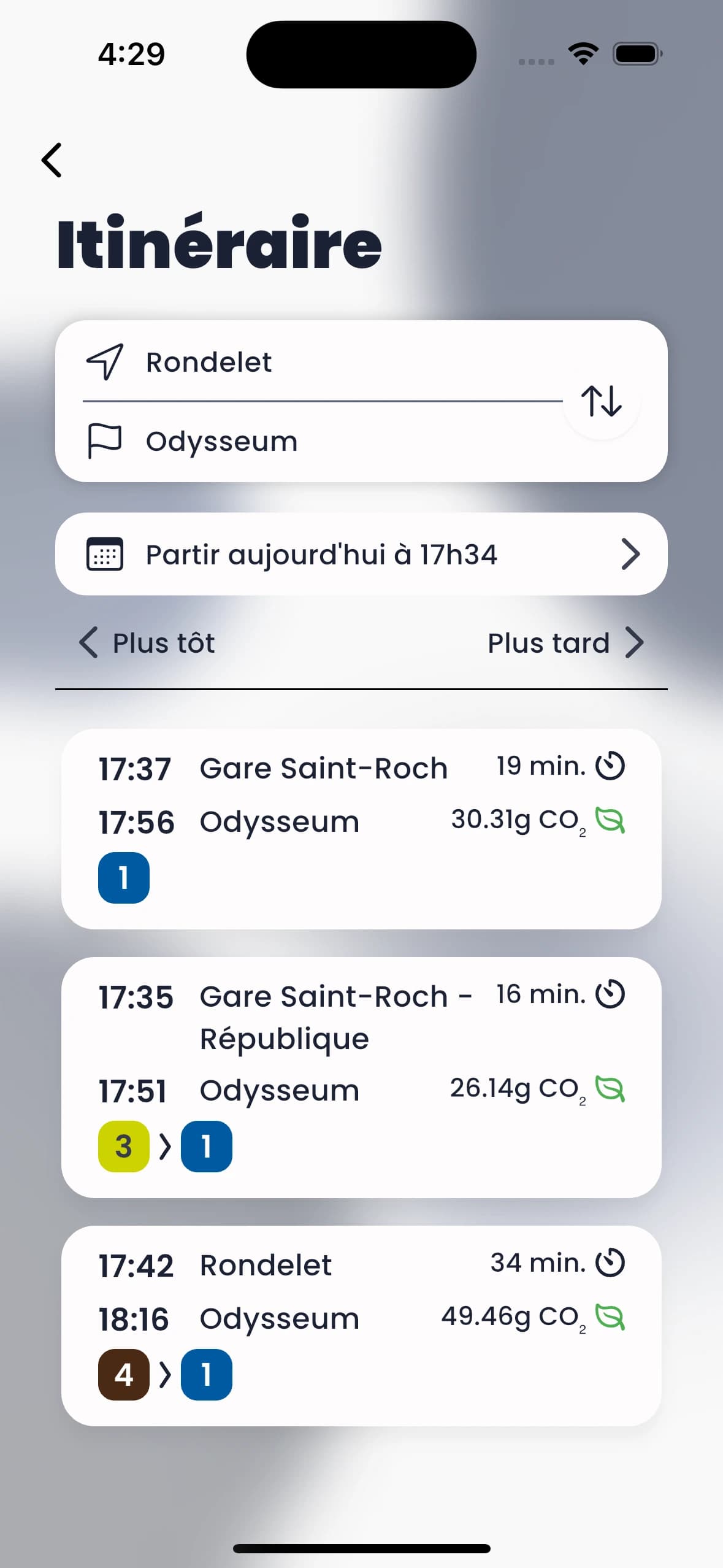 Image d'un résultat d'itinéraire