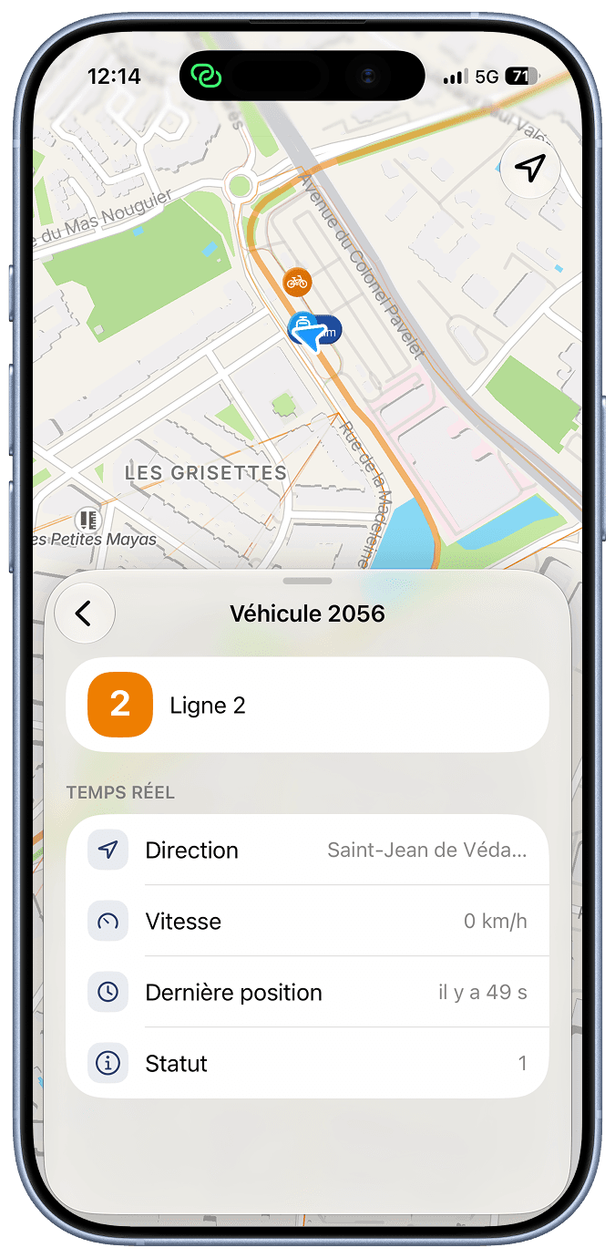 Position et informations en temps réel d’un véhicule